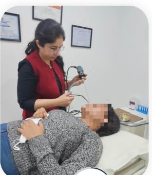 Nasal endoscopy being performed at the ENT clinic in Greater Kailash I
